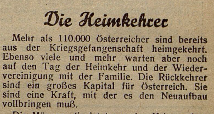 "The Returnees", Salzburger Tagblatt, 18.01.1946.