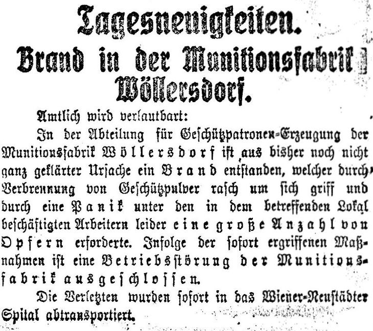 Figure 1: Example of a short article about the fire. (Fremden-Blatt, 19/09/1918, p.5)