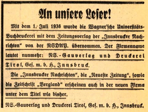 Innsbrucker Nachrichten, 2 July 1938, p. 2