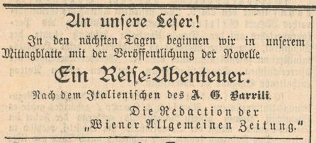 Wiener Allgemeine Zeitung, 25 June 1885, page 1, evening paper.