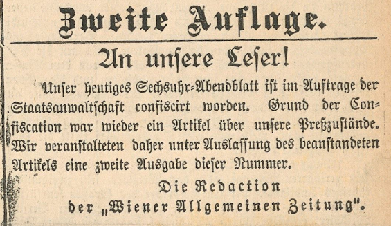 Wiener Allgemeine Zeitung, 13 November 1880, page 1, evening paper.